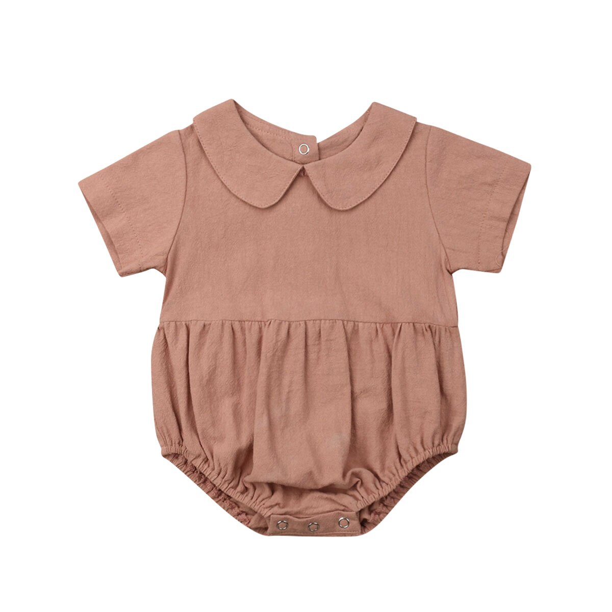 2019 nuovo Sveglio di Estate infantile Del Bambino Dei Ragazzi Delle Ragazze Body E Tutine Solido Collare Del Peter Pan di Tute E Tute Da Palestra Abiti Vestiti di Estate: Colore rosa / 3M
