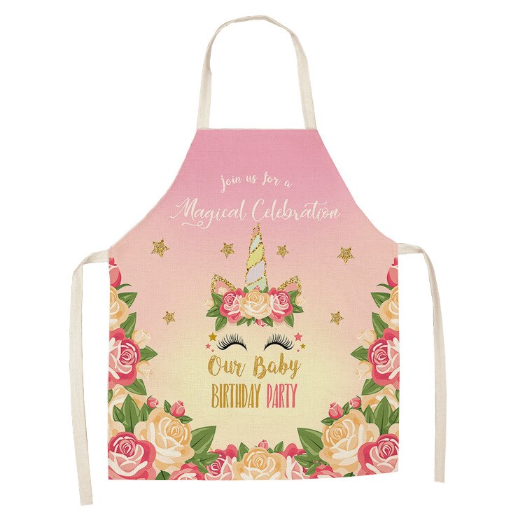 Unicorn Kitchen Apron Cartoon Parent-child Sleeveless Apron Cotton Linen Aprons for Adult Home Cleaning Tools Bibs