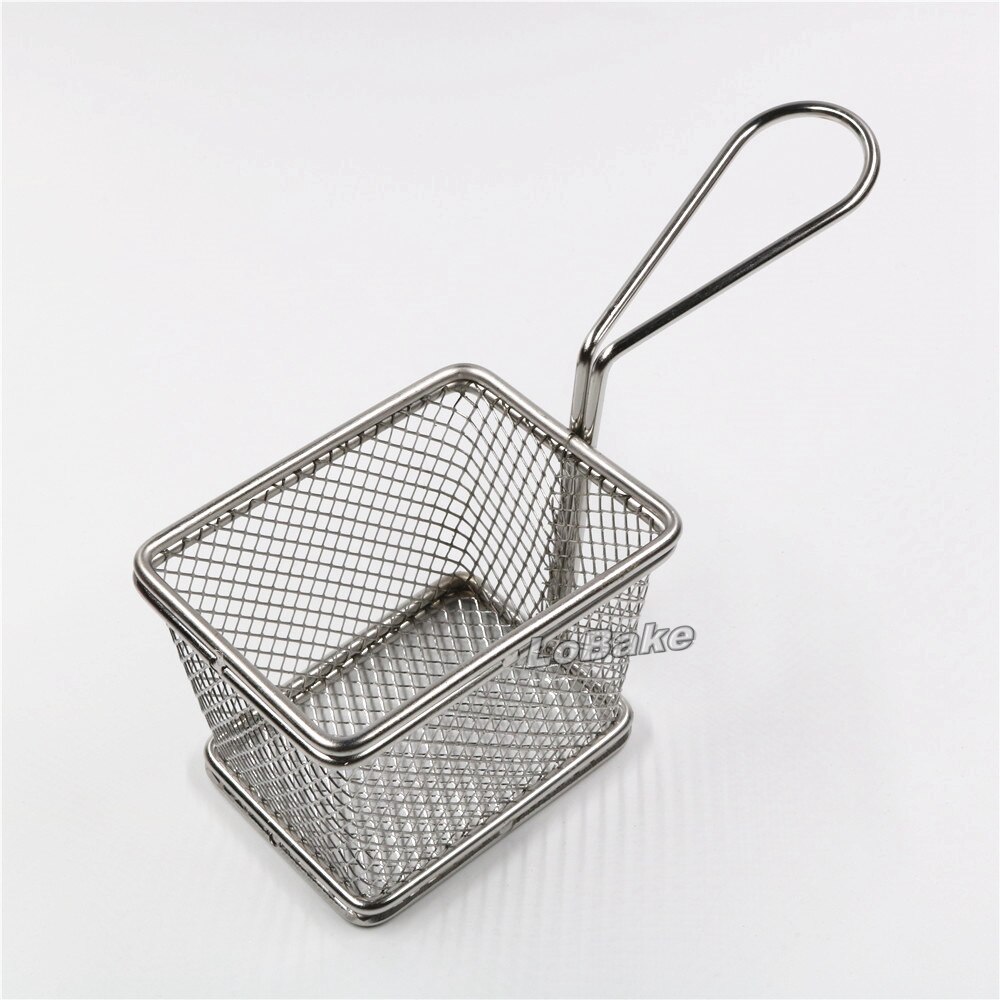 10*8cm rectangle Stainless steel with aluminium frying potato chip chicken dumplings basket oil sieve for cooking tools