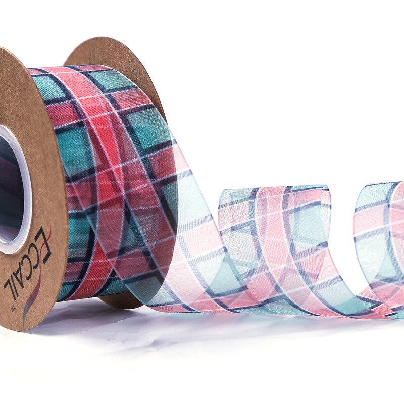 Schotse ruit geruit gingham lint organza tape 40mm 50 yards/lot haarstrikken hoofdband stropdassen broche diy materiaal knutselspullen: 4