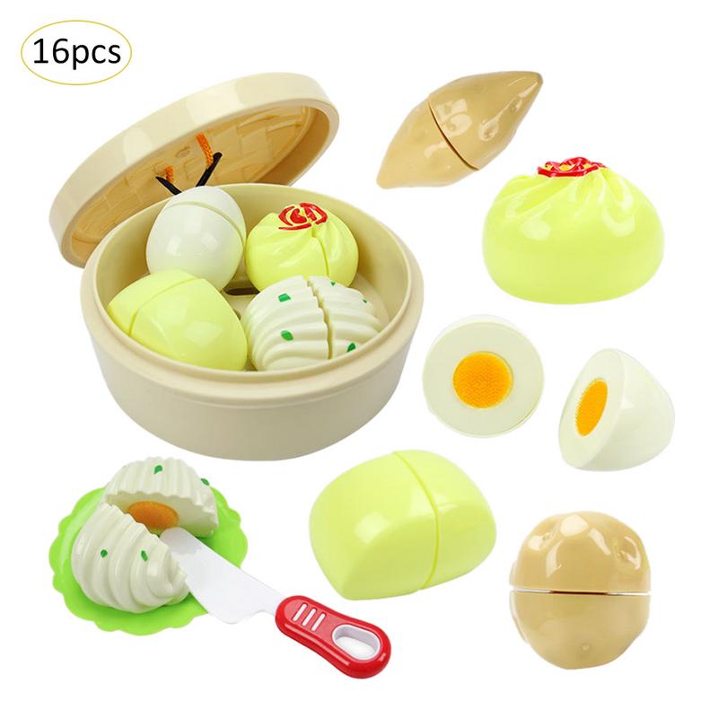 16pz in Miniatura Cibo Cucina Giocattolo impostato Giochi Di Imitazione tariffa Casa del gioco di Simulazione di stile Cinese di cottura Spuntino Giocattoli Educativi per La Ragazza Del Capretto