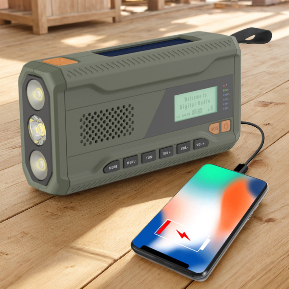 Portable DAB FM Radio with Flashlight Emergency Weather Radio Bluetooth Speaker Solar Hand Crank Radio Receiver for Camping