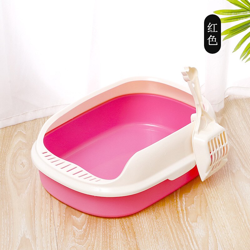 2pcs/Lot Dog Cat Litter Box+Sandbox Scoop Pet Products Cat Poop Tray Cleaning Box Toilet For Cats Pet Accessories: Pink