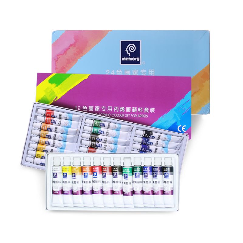 12ml 12/24 Color Acrylic Paints Set Hand Painted Wall Paint Tubes Artist Draw Painting Pigment