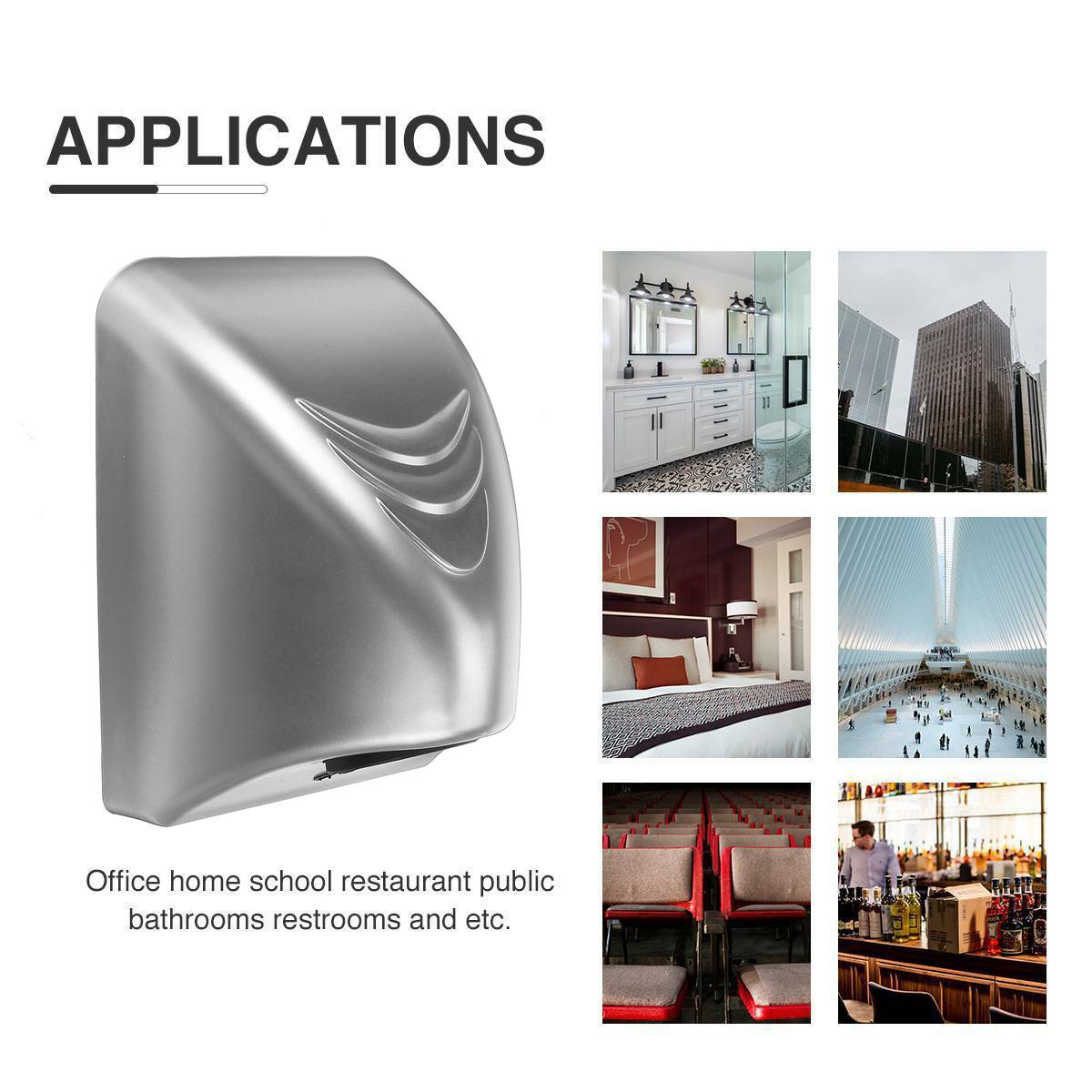 Powerful 1000W Hand Dryer Hotel Commercial Hand Dryer Electric Automatic Induction Hands Drying Device Bathroom Winding Machine