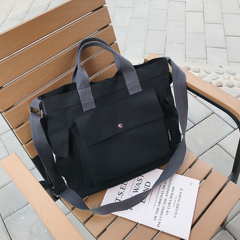 frauen Handtaschen Schulter Tasche Mit Große Kapazität leinwand Schulter Taschen Casual Messenger Taschen: black