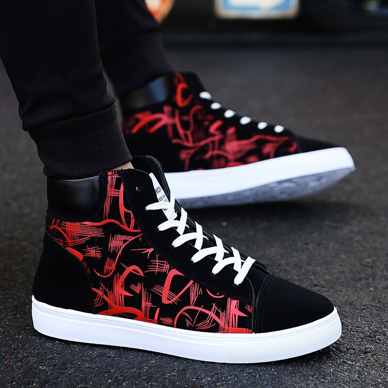 High top Sneakers Men Canvas Shoes Cool Street Shoes Young Male Sneakers Black Blue Red Mens Causal Shoes 64 gh7