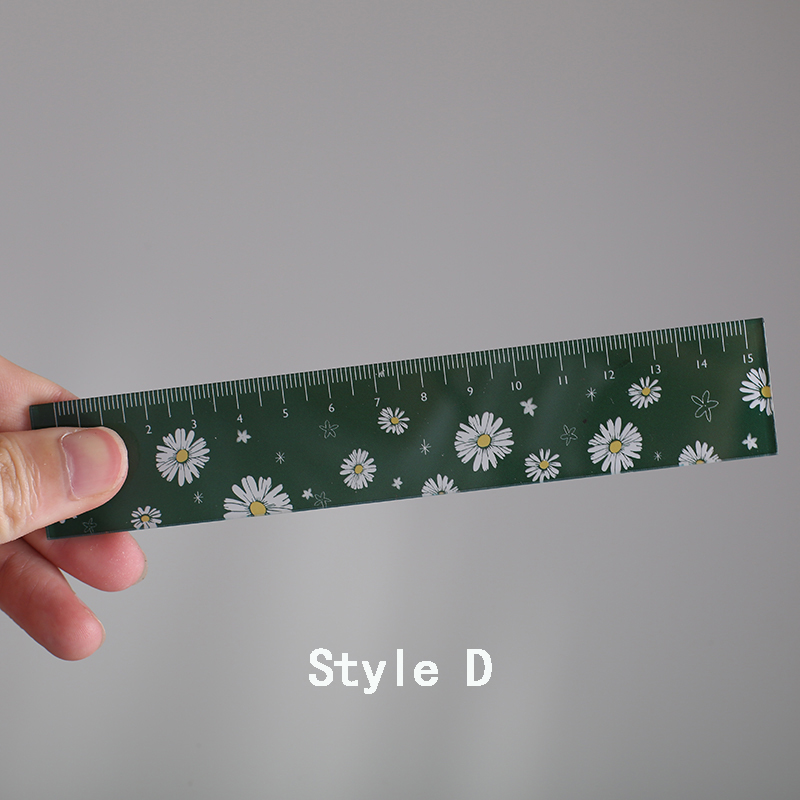 Mr.papir 4 designs 15cm blomster akryl farve lineal multifunktionel diy papirvarer tegning lige studerende kontor til børneskole: D