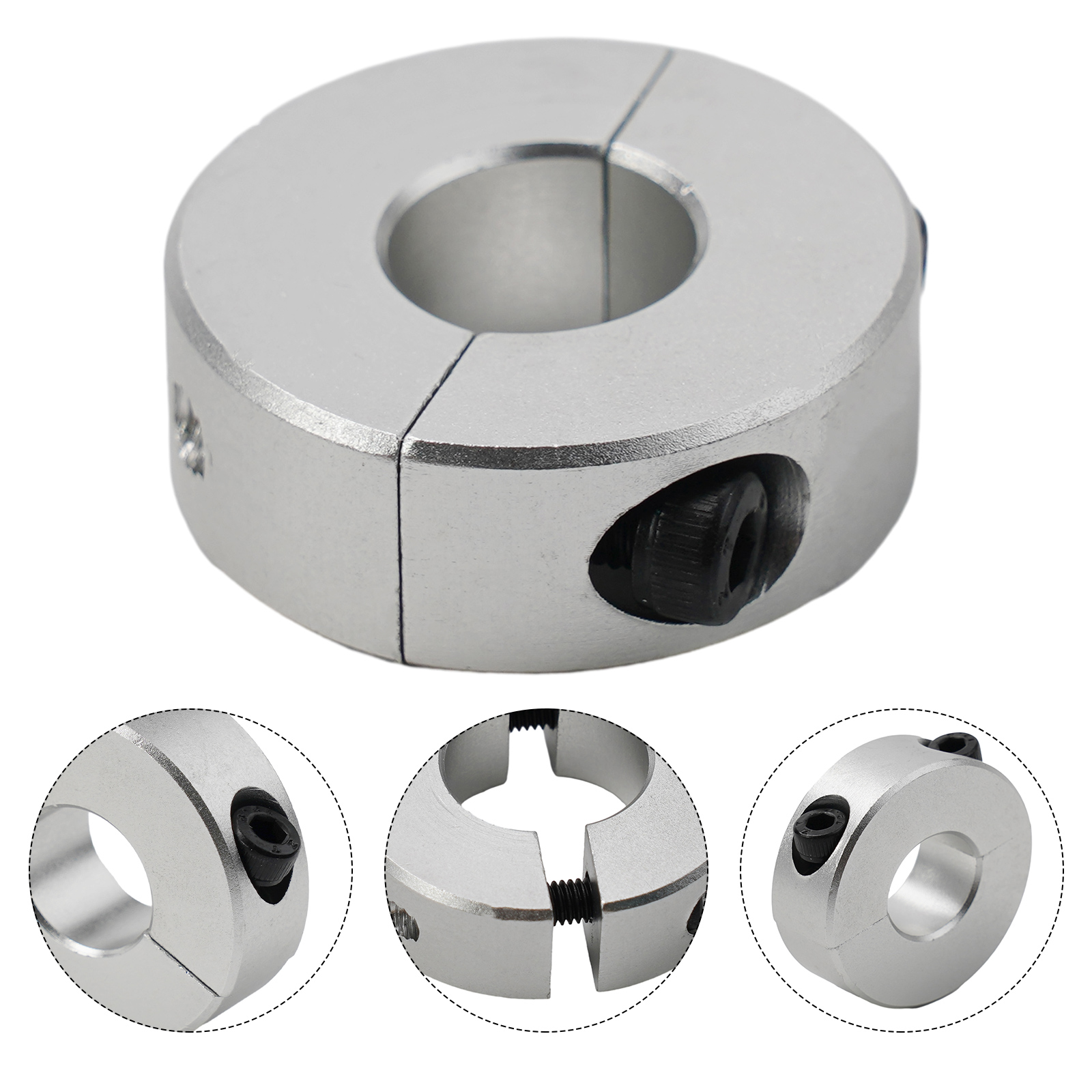 Klemmekrave dobbelt delt 13-30mm indvendig diameter akselkrave klemmetype aluminiumslegering faste ringe klemmekrave: Sølv