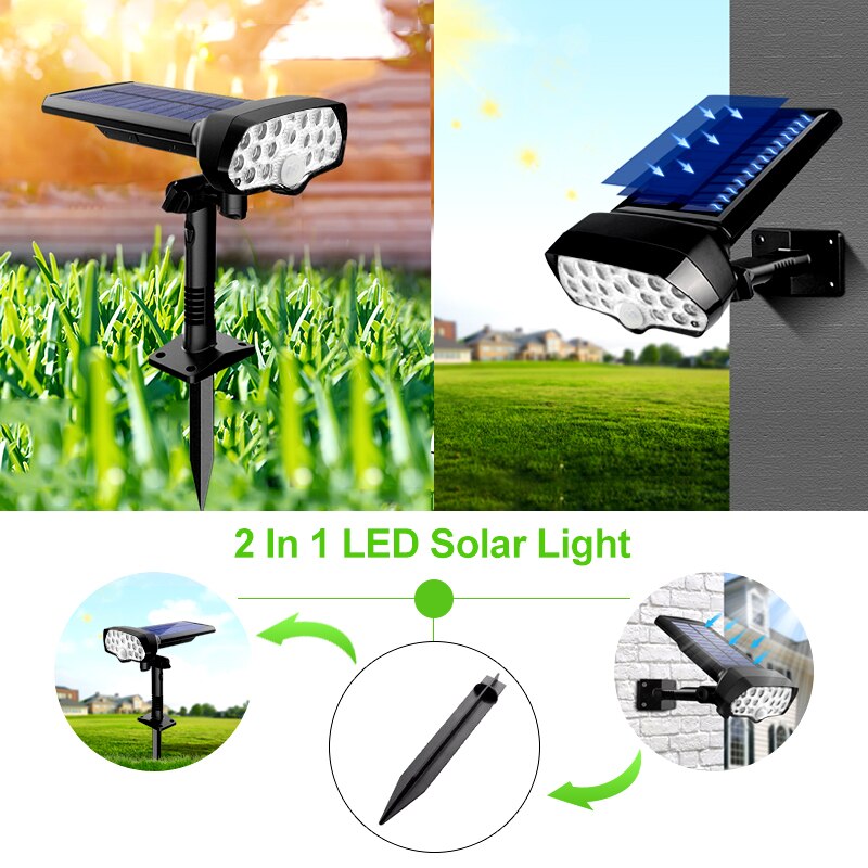 17 Led Motion Sensor Solar Tuinverlichting IP67 Waterdichte Zonne-energie Wandlampen 2-In-1 Draadloze Outdoor landschap Spots