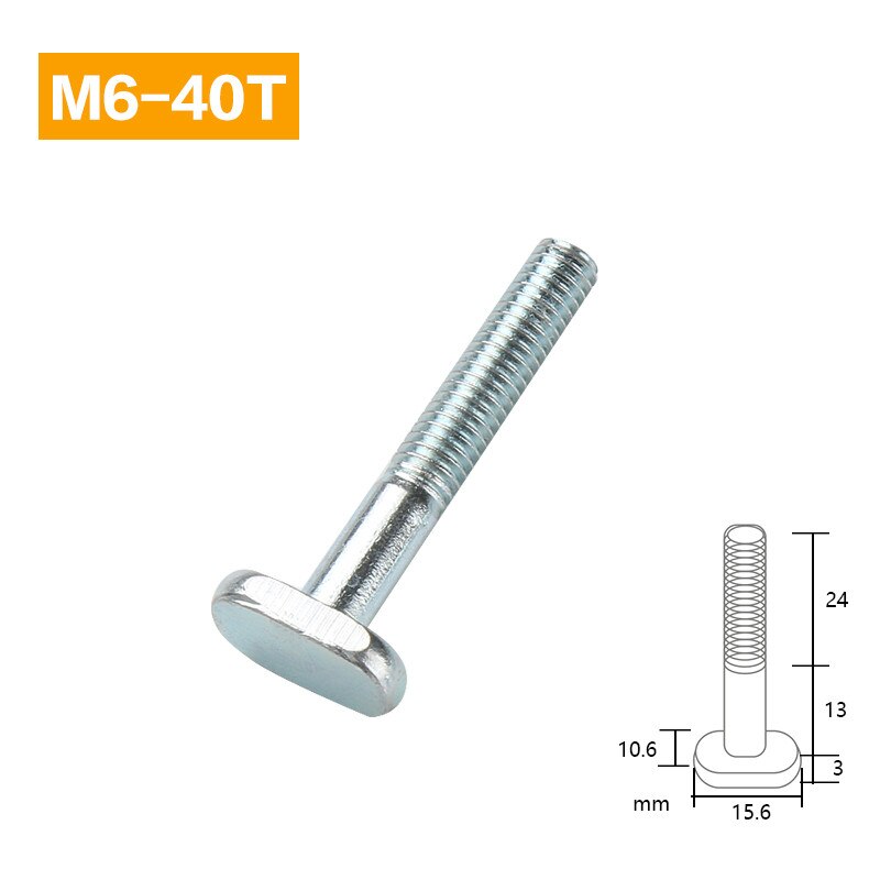 Houtbewerking T Blok M6 Moer Handvat Draai Noten Zelfsluitende T Schroef Slider T-Track Glijdende Veer Board borgring Ringen: M6-40 T Screw