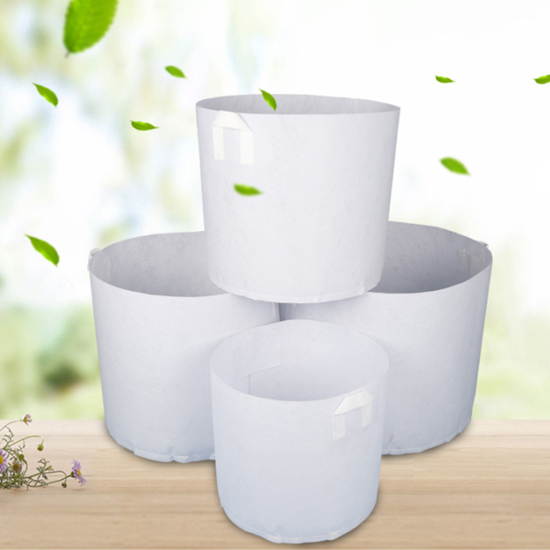 Non Woven White Root Container Round Fabric Pots 5 Size Grow Bag Plant Pouch Aeration Pot Containers