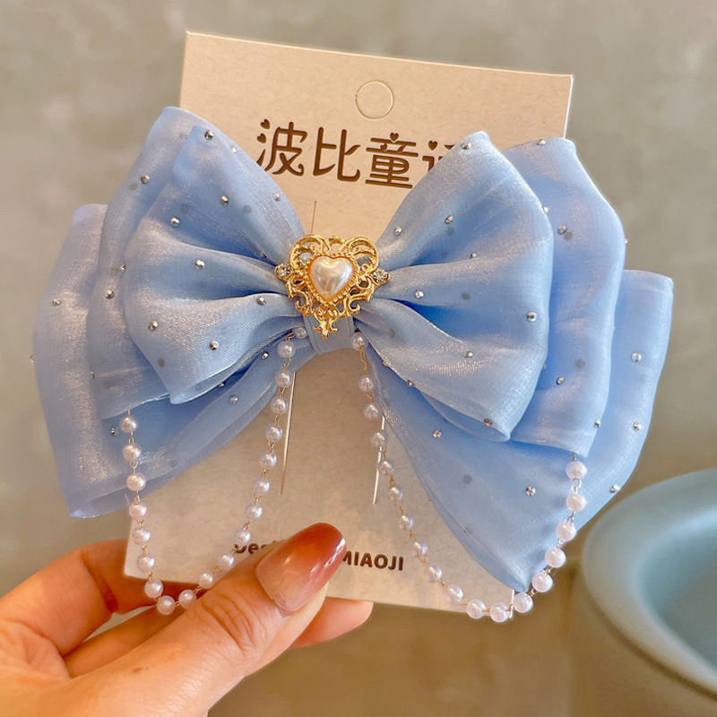 Prinses Rode Strik Meisje Haaraccessoires Schattig Parel Hoofd Haarspeld Meisje Roze Blauw Schattig Haarspeld Feest: Lavendel