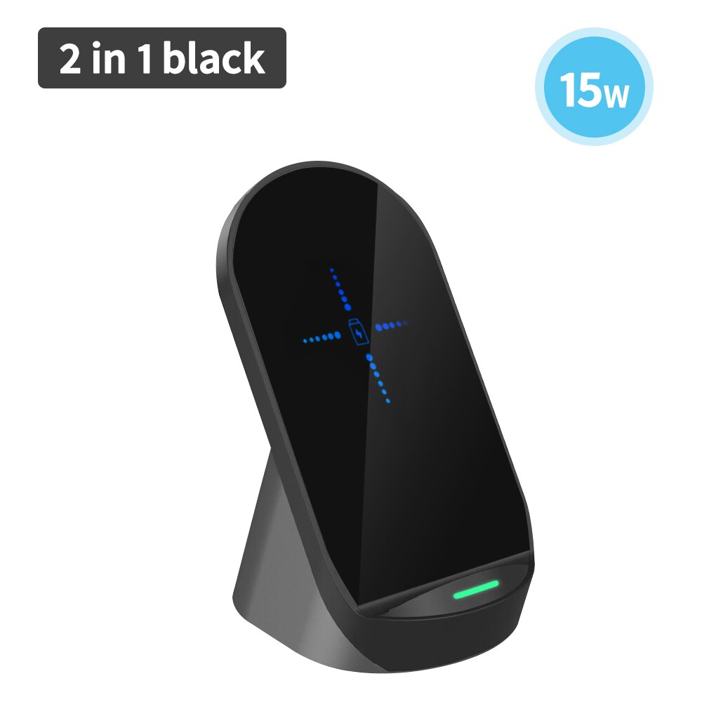 3 in 1 15w Qi Drahtlose Schnell Ladegerät Stand Dock Für Apfel iWatch AirPods iPhone Samsung Xiaomi Telefon Schnelle induktion Ladegerät: 2 in 1 schwarz