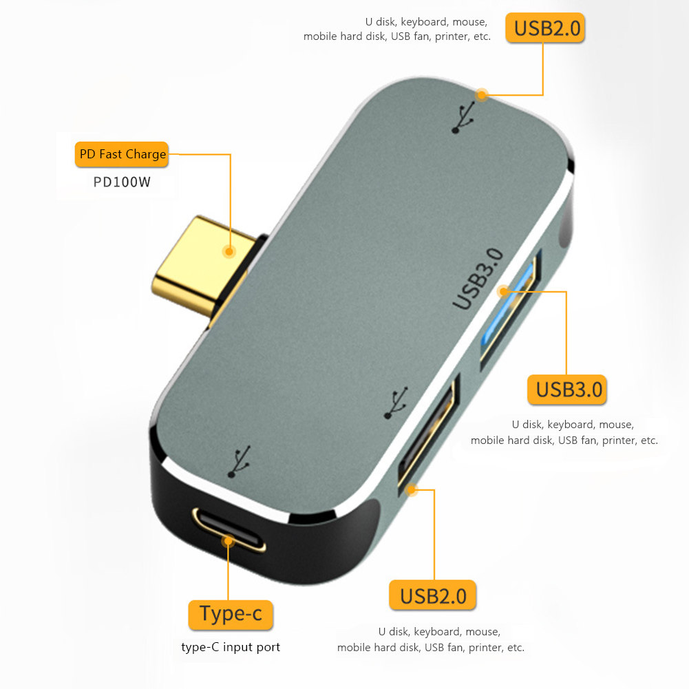 Type C Hub Docking Station 3.55Mm Jack PD100W Laptop Power USB3.0 USB3.1 Hdmi Hub Usb 3.0 Extender Computer Laptop splitter: YX04 X1