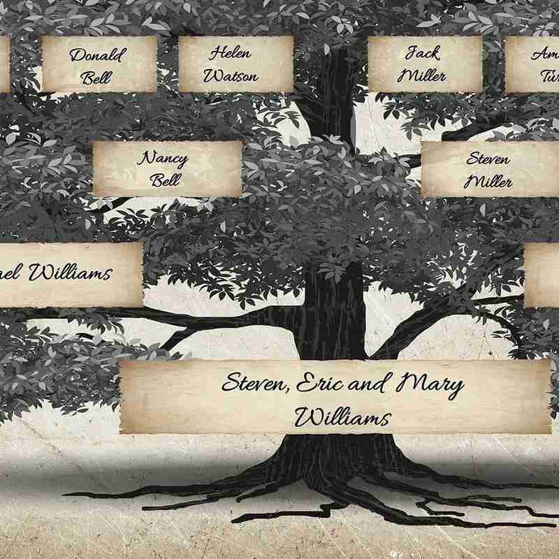 Diagrama de árbol familiar, diagrama de árbol familiar escrito a mano para rellenar el lienzo de historia familiar Personal