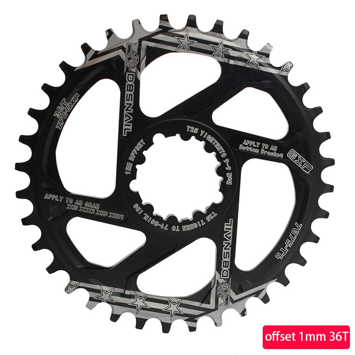 Bike Single Speed Chainring Direct Mount Narrow Wide Aluminum Chainring Round 28T-40T Chainwhee For SRAM GXP Crank gx xx1 X1 x9: 36T Offset 3MM