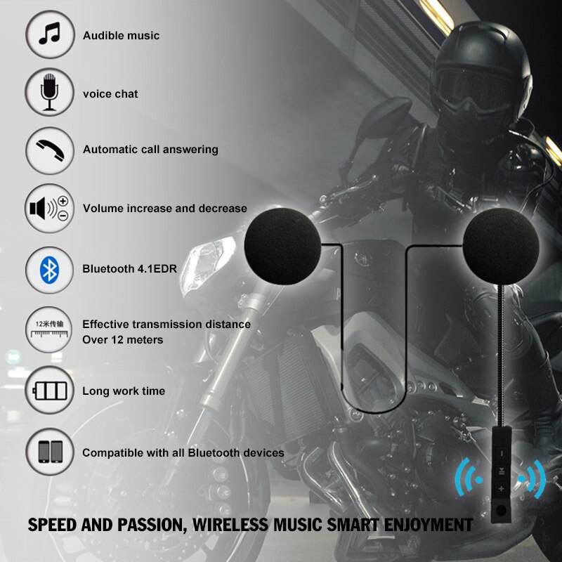 4.1 + EDR Bluetooth Hoofdtelefoon Anti-interferentie Voor Motorhelm Rijden Handsfree Hoofdtelefoon USB Opladen