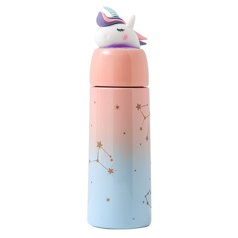 1pc dessin animé licorne tasse changement progressif petit frais littérature et Art Botton Portable acier inoxydable verre scellé extérieur