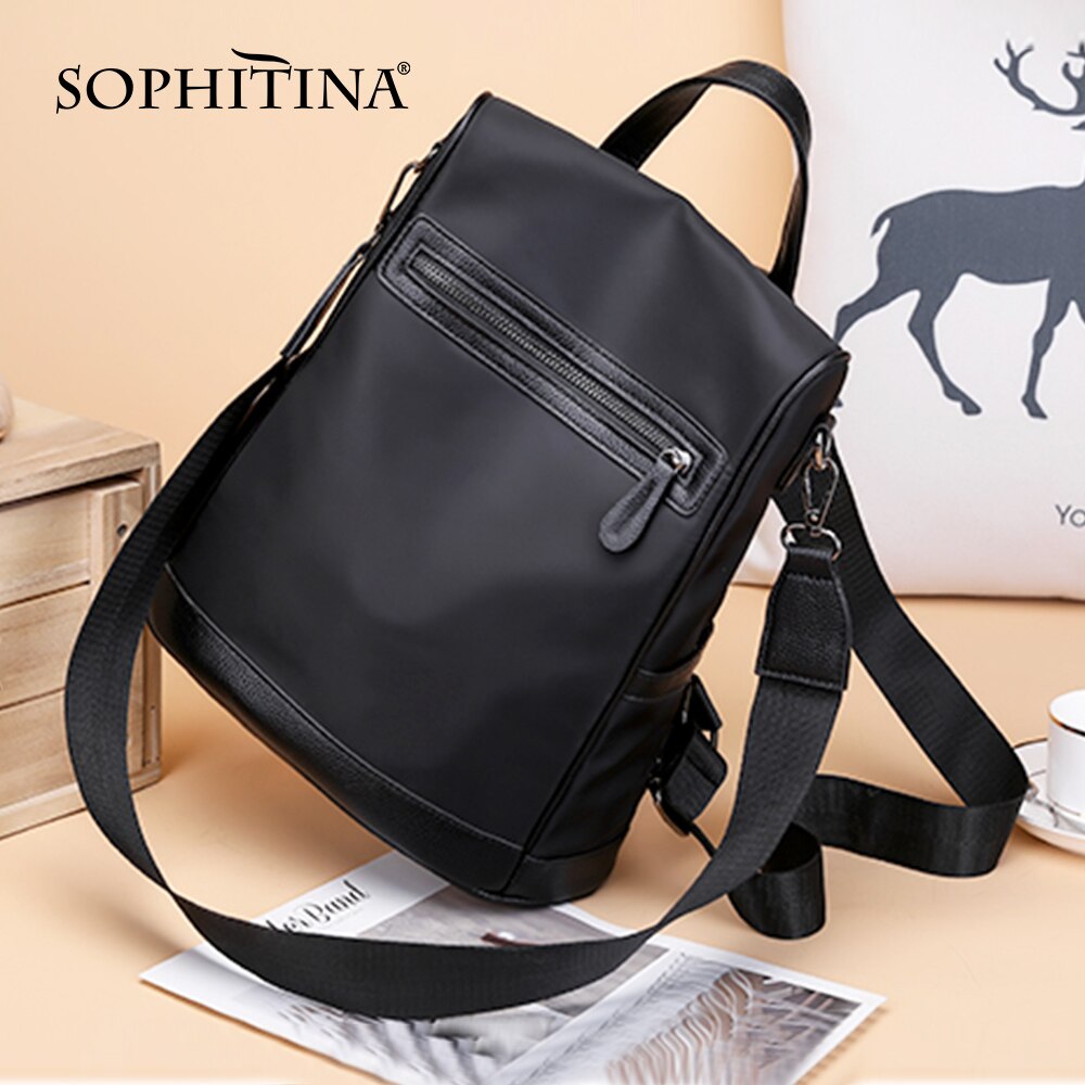 Sophitia moda mochilas feminino versátil mix cor grande capacidade zíper sacos de ombro mulher casual prático bolsas femininas e52