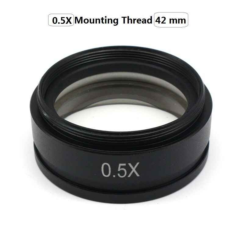 0,5x 2X lentille Barlow objectif Microscope objectif auxiliaire objectif filetage de montage 42mm 48mm 50mm 52mm Distance de travail 30/160mm: 0.5X Thread 42mm