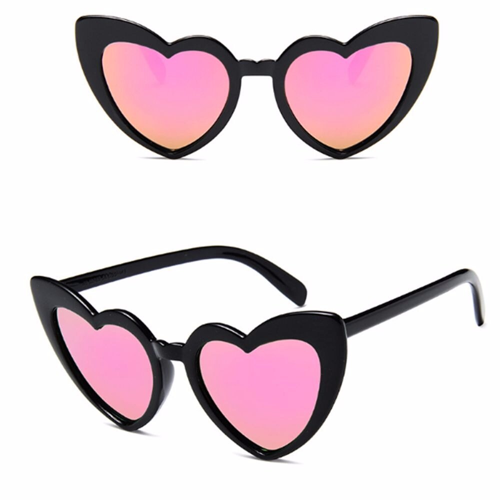 1pc retro kærligheds hjerteformede briller hjerte solbriller kvinder mærke cat eye solbriller damer shopping solbriller  uv400: Pink sølv