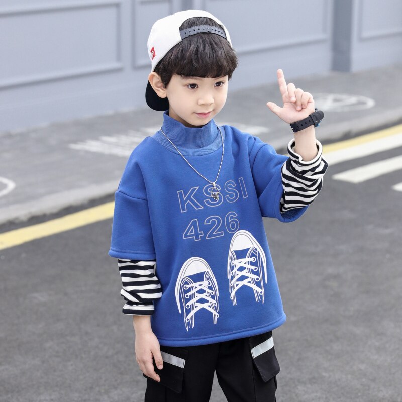 Sudaderas con capucha de algodón y forro polar para niños, Tops gruesos de terciopelo durados y cálidos, para invierno y otoño, ropa para adolescentes,