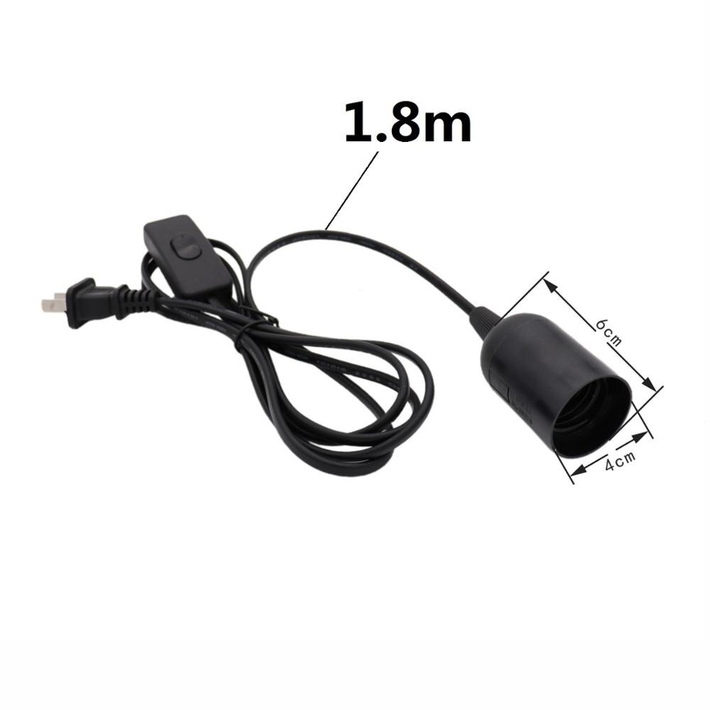 E14/E27 Lampeholder med 1.8m Kabel - EU-plugg med bryter - til Pendellampe ledet Pære