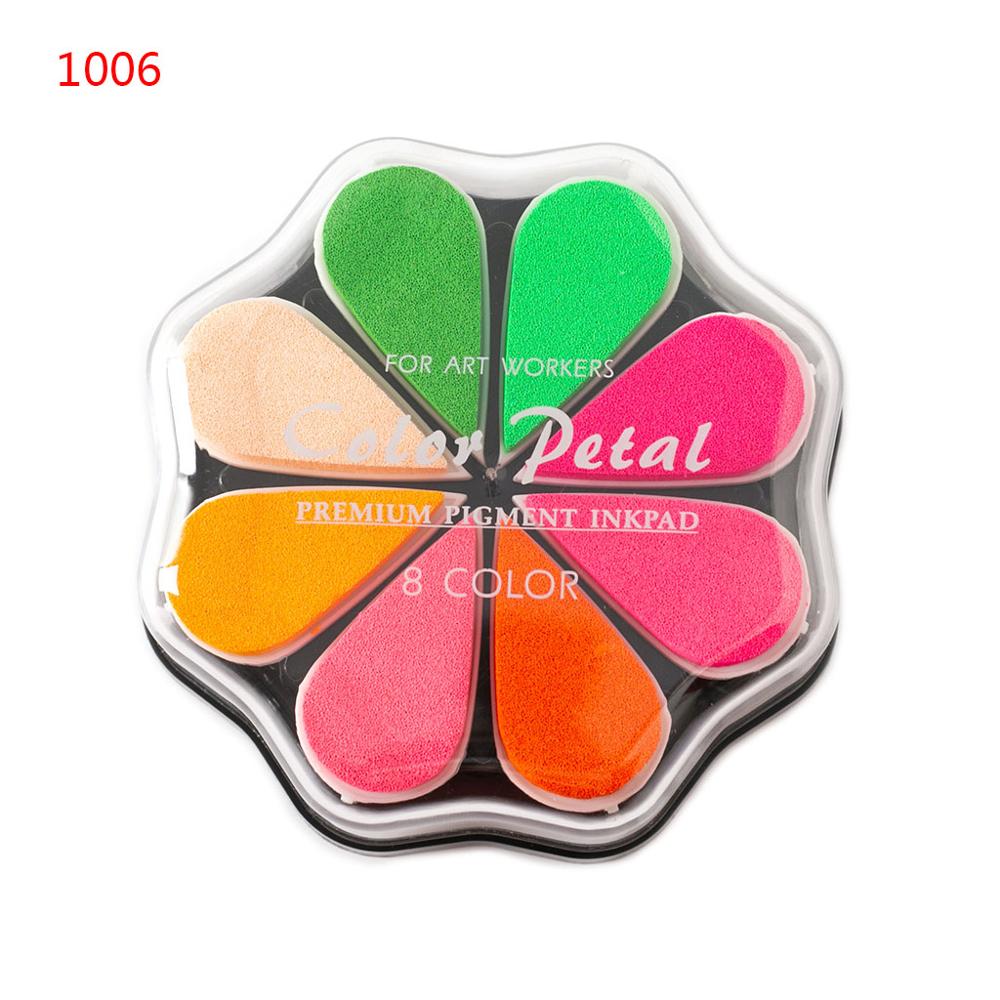 Cute 8 Colors Water Petal Ink Pad Stamp DIY Finger Painting Craft Kids Student Stationeries: 1006