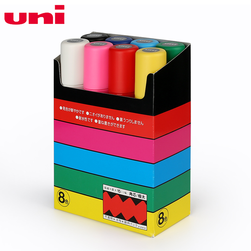 UNI POSCA – Rotulador artístico al óleo con cabeza redonda para publicidad, marcador pluma para pintura de grafitti, PC-1M PC-3M PC-5M PC-8K PC-17K, POP