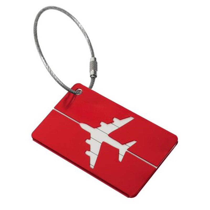 Etichette per il Bagaglio in Lega di alluminio Bagaglio Nome Tag Valigia Indirizzo Etichetta Supporto di Accessori Da Viaggio per Id Tag Bagagli: Rosso