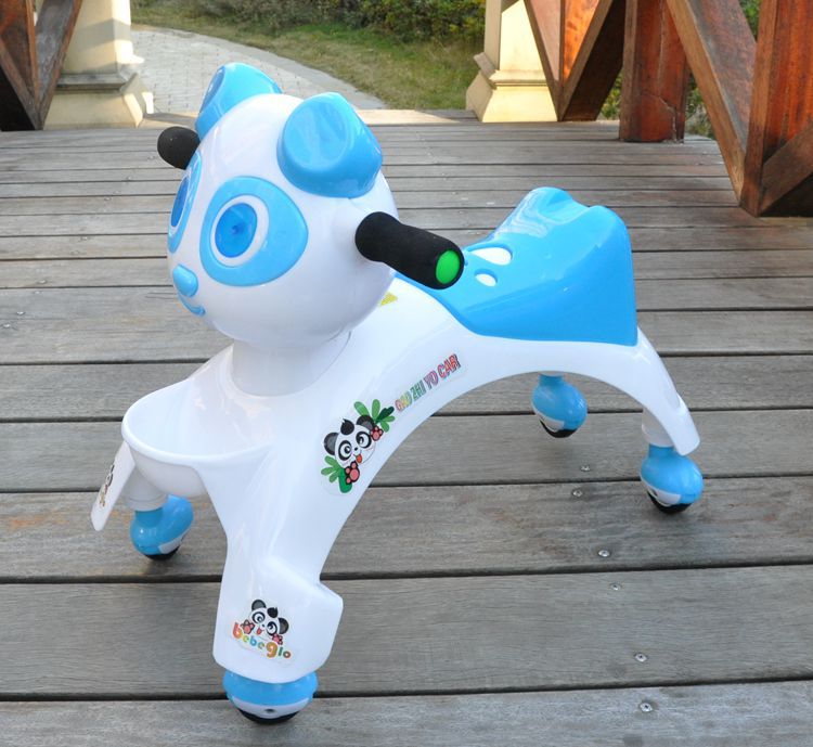 Kinder Torsion Roller Panda Walker mit Musik-Stumm Universal Rad Erhöht Dicke für 1-5 Jahre Alt: Blau