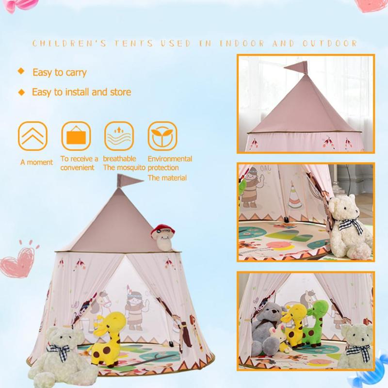 La Tenda del capretto Casa Portatile Castello Della Principessa 123*116 centimetri Regalo Appendere la Bandiera Dei Bambini Teepee Tenda Tenda del Gioco Di Compleanno Di Natale regalo