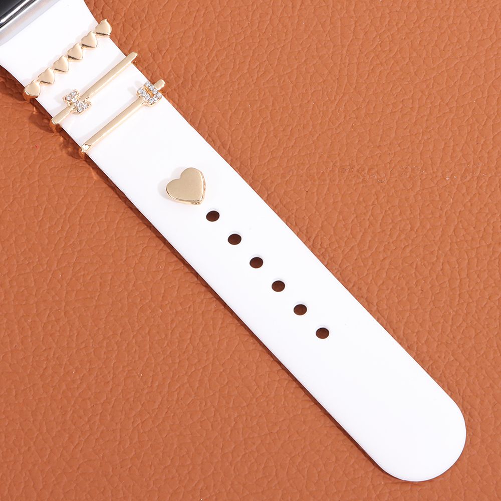 Dla Apple Watch Band diamentowa miłość ozdoba metalowa zawieszka ozdobny pierścionek kreatywna broszka inteligentny zegarek akcesoria do paska silikonowego