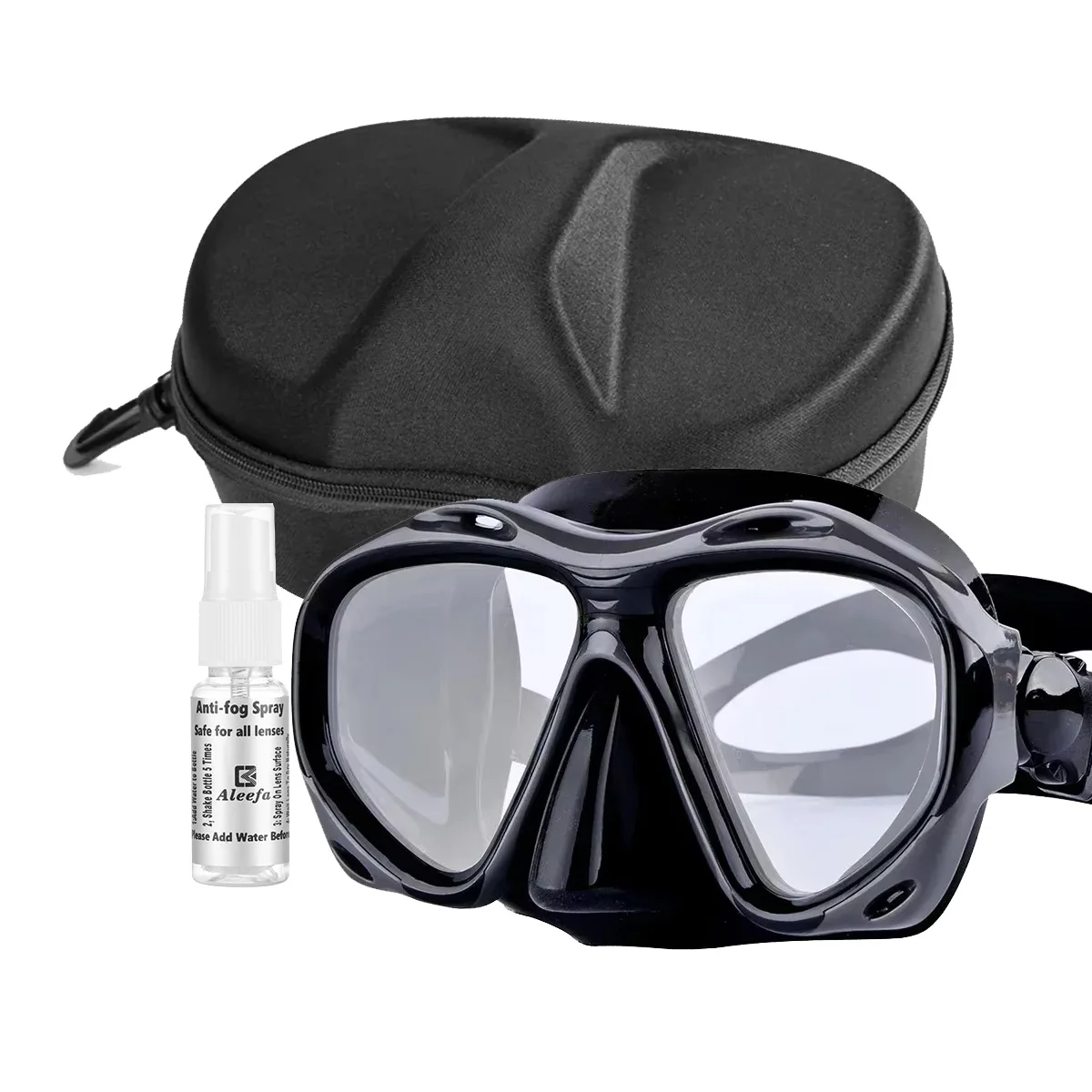 +2,0 a +5,0 Mascarilla de buceo para hipermetropía con lentes de vidrio templado, equipo para hombres y mujeres, spray antivaho