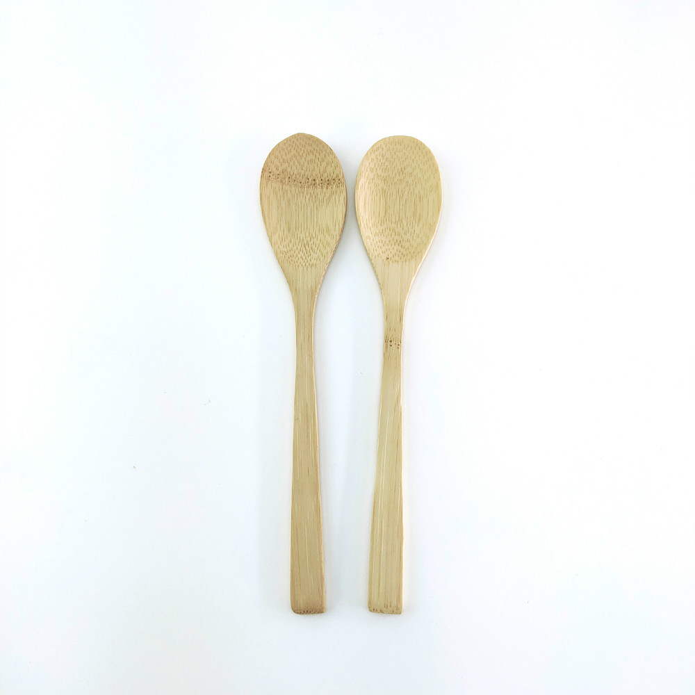 Organic bamboo Wood Cutlery Natural Bamboo Spoon Coconut Palm Coconut Spoon for Coconut shell bowl Bamboo Spoon Cutlery: 2pcs 20cm spoon