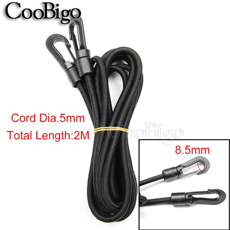 5 stks Pack 2 M Zware Elastische Bungee Shock Cord Strap Stretch Plastic Haak Auto Bagage Tent Kajak Boot Kano Bikes Touw Tie: Dia.5mm Bungee Tie