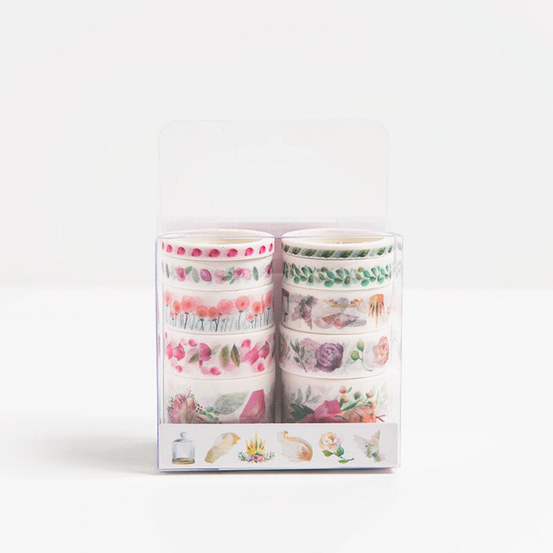 10 pièces/ensemble Washi ruban bricolage papeterie Scrapbooking artisanat autocollant fleurs plantes vertes feuilles fleur masquage décoratif Washi ruban: A
