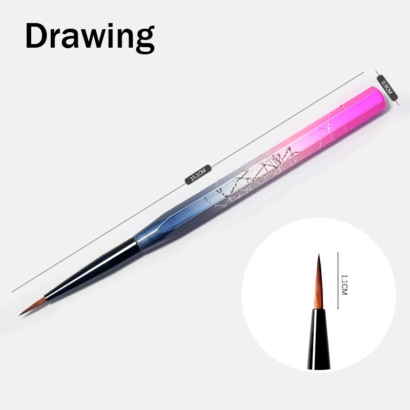 1pc spiker Kunst pensel liner gradient skyggelegging maleri tegning blomster penn Tips akryl gel uv pusse manikyr verktøy