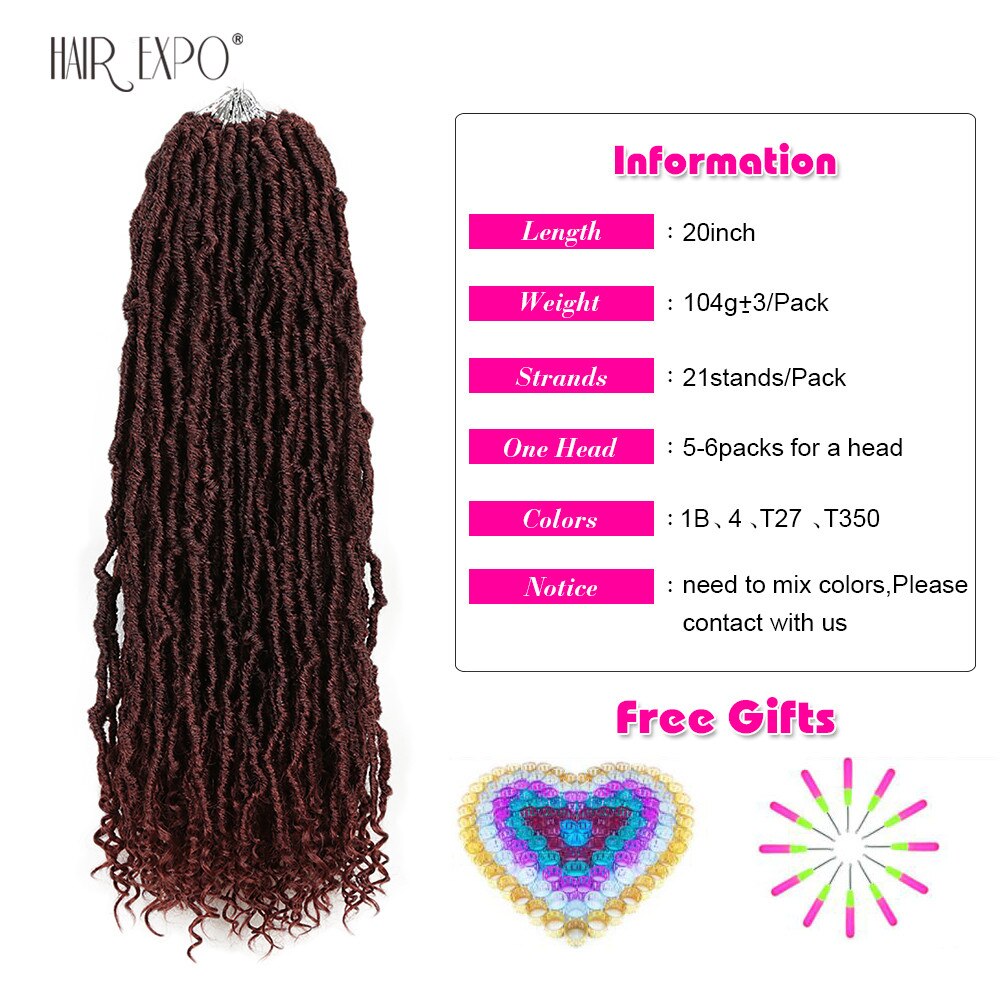 Dea da 20 pollici Faux Locs capelli all'uncinetto Nu Locs estensioni dei capelli intrecciate Ombre sintetiche parrucca di moda per capelli da donna Expo City
