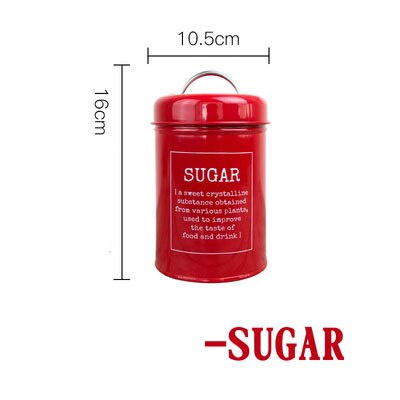Pot de rangement de thé café sucre | Bocal de cuisine, boîte à sceau métallique, conteneur de scellage scandinave, pot de rangement de bonbons maison céréales poudre de lait: Red SUGAR