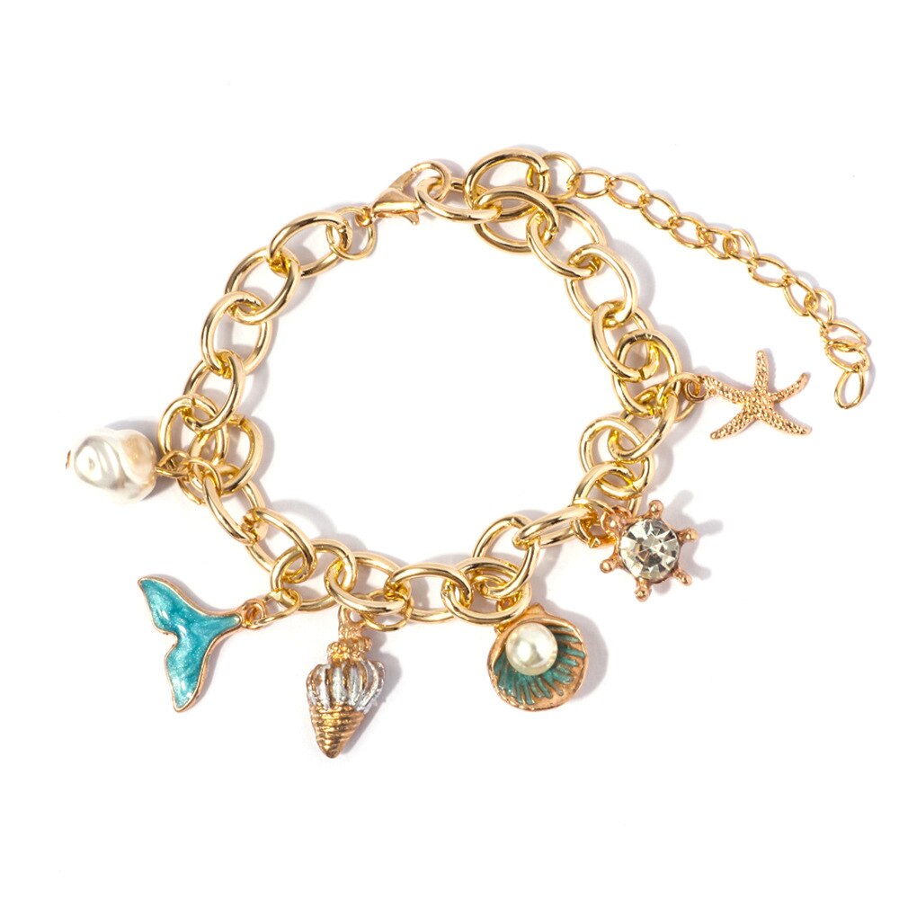 Boho multicolour Shell Anklets Starfish Conch Pendant Metal Anklet Bracelet On Leg Chain Summer Beach Accessories Anklet Fussket