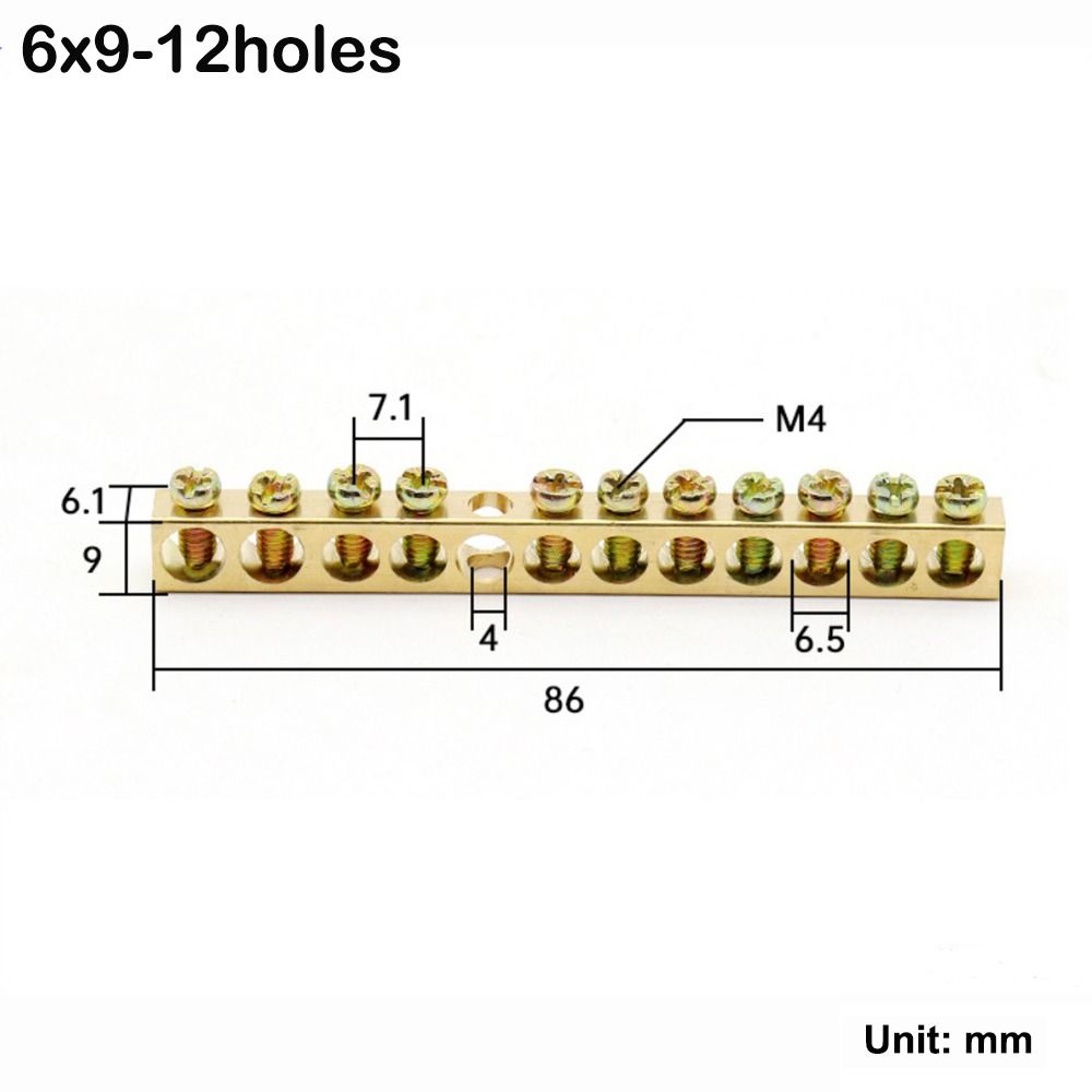 Copper Wire Connector Multi-specification With Hole Screw Brass Connection Row Zero Ground Terminal Electrical: WHITE