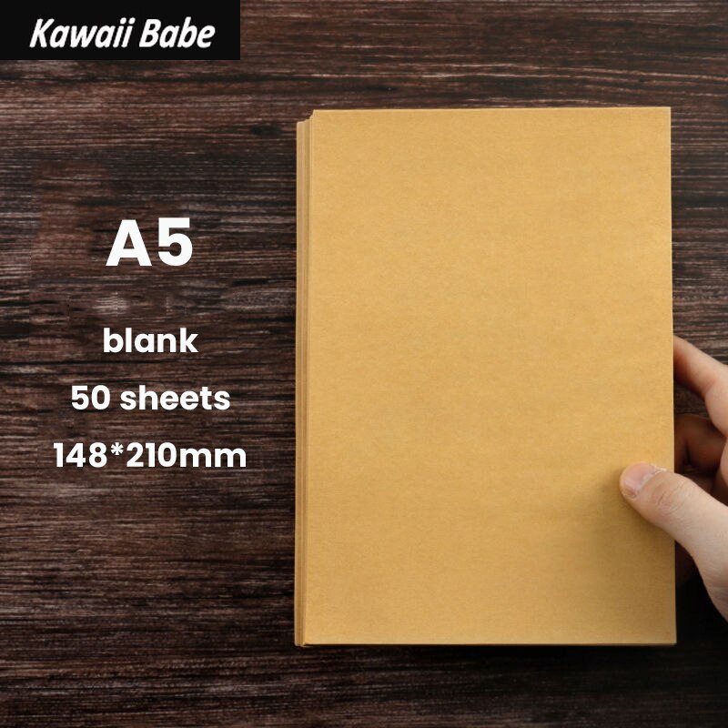 Note 50 Sheets Writing Letter Stationery Romantic A4/B5/A5 Vintage Kraft Paper Craft Paper Painting Packaging Paper: A5 Blank