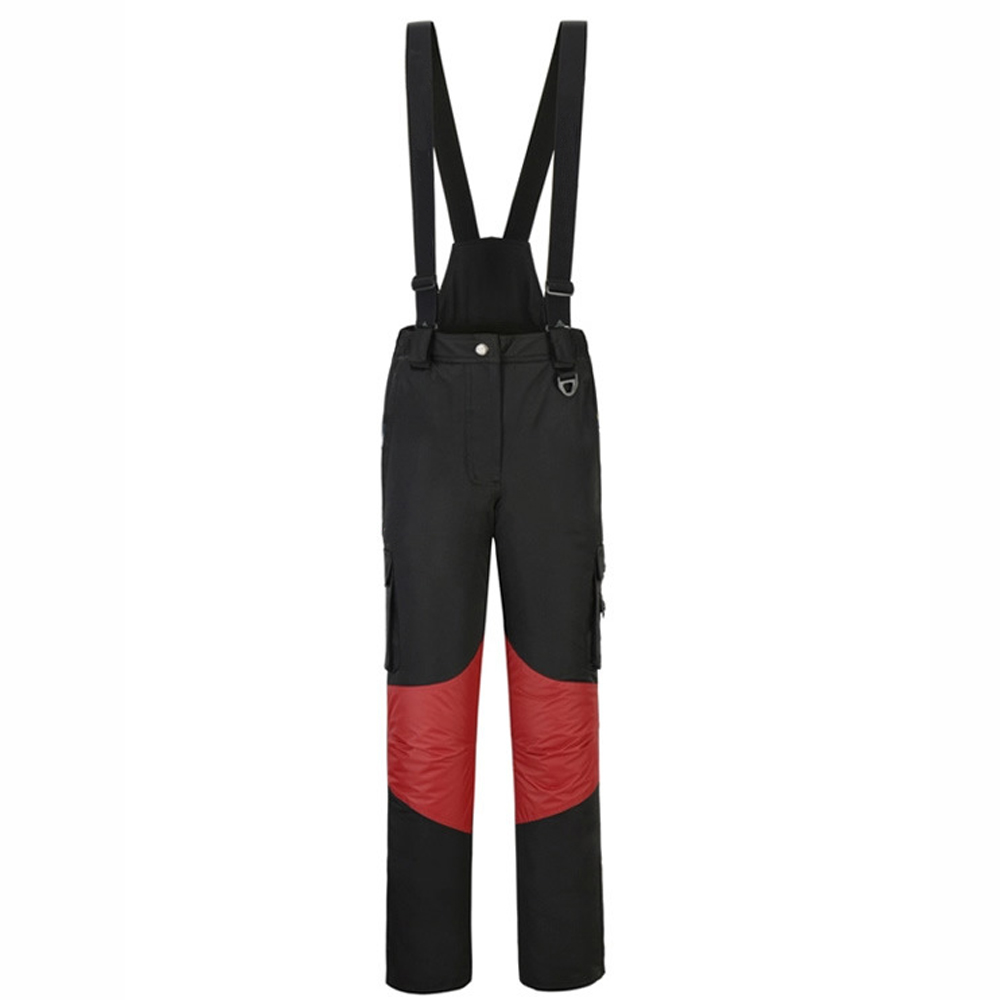 TENNEIGHT winter outdoor ski pants women double board straps ski pants thicken windproof waterproof warm Snow Ski Trousers: Black / S