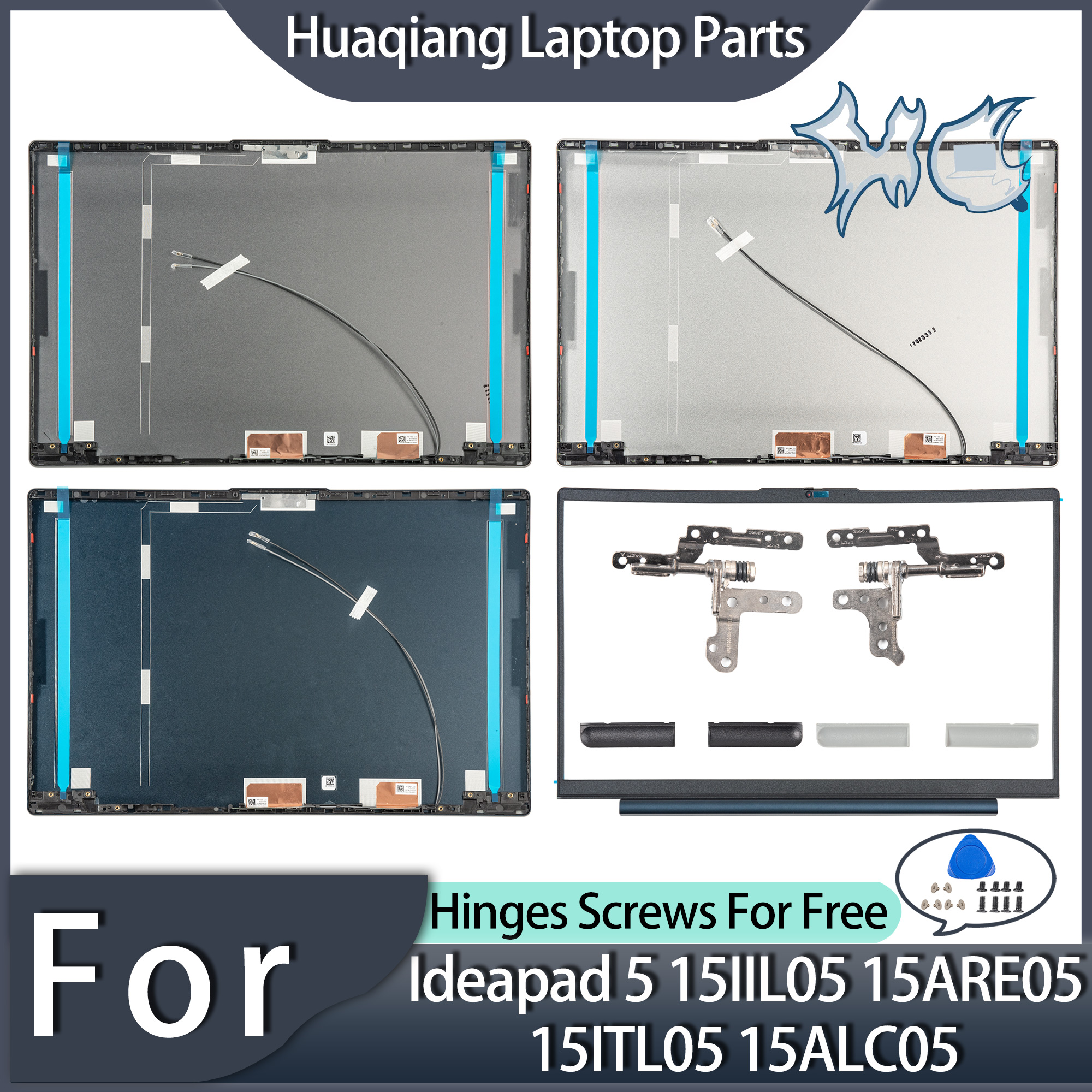 Case For Lenovo Ideapad 5 15IIL05 15ITL05 15ARE05 15ALC05 LCD Back Cover Screen Lid Front Bezel Hinges Palmrest Bottom Shell