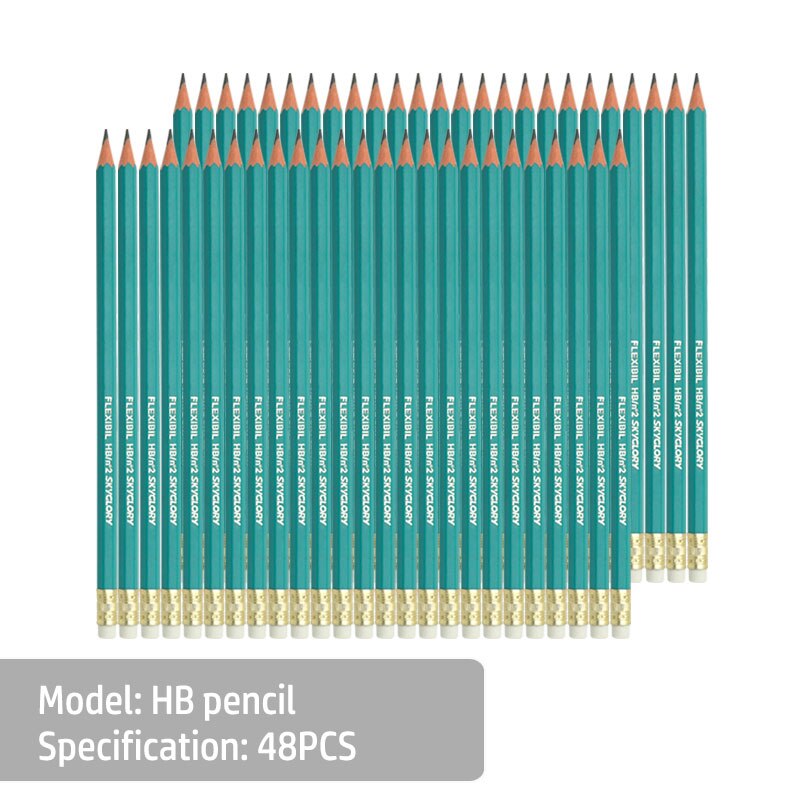 24/48/108Pcs /Lot Sketch Pencil Wooden Lead Pencils HB Pencil With Eraser Child Drawing Pencil School Writing Sketch Stationery: HB 48pcs