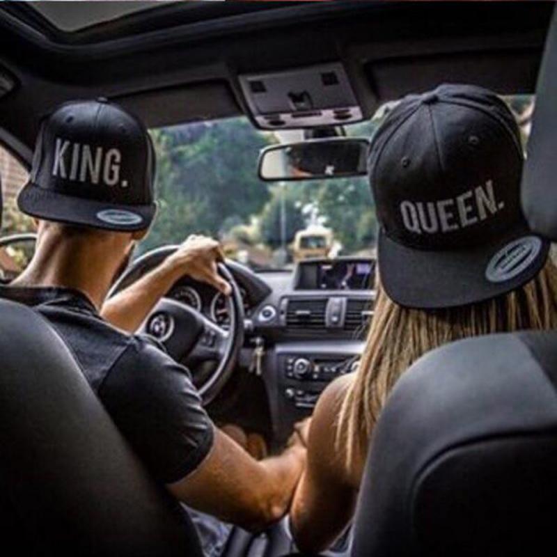 KING QUEEN Embroidery Snapback Hat Acrylic Men Women Couple Baseball Cap Hip-hop Sport Caps