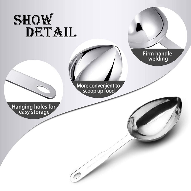 Stainless steel oval 1 cup measuring scoop ice cream tea food measuring spoon multifunctional measuring scoop