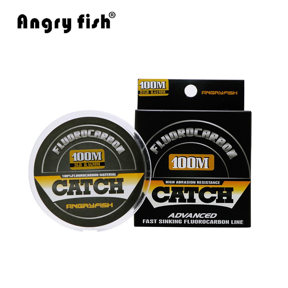 Angryfish 100％ Fluorocarbon Fishing Line 100m Transparent Carbon Monofilament Line Super Strong Fishing Line: Transparent 21LB